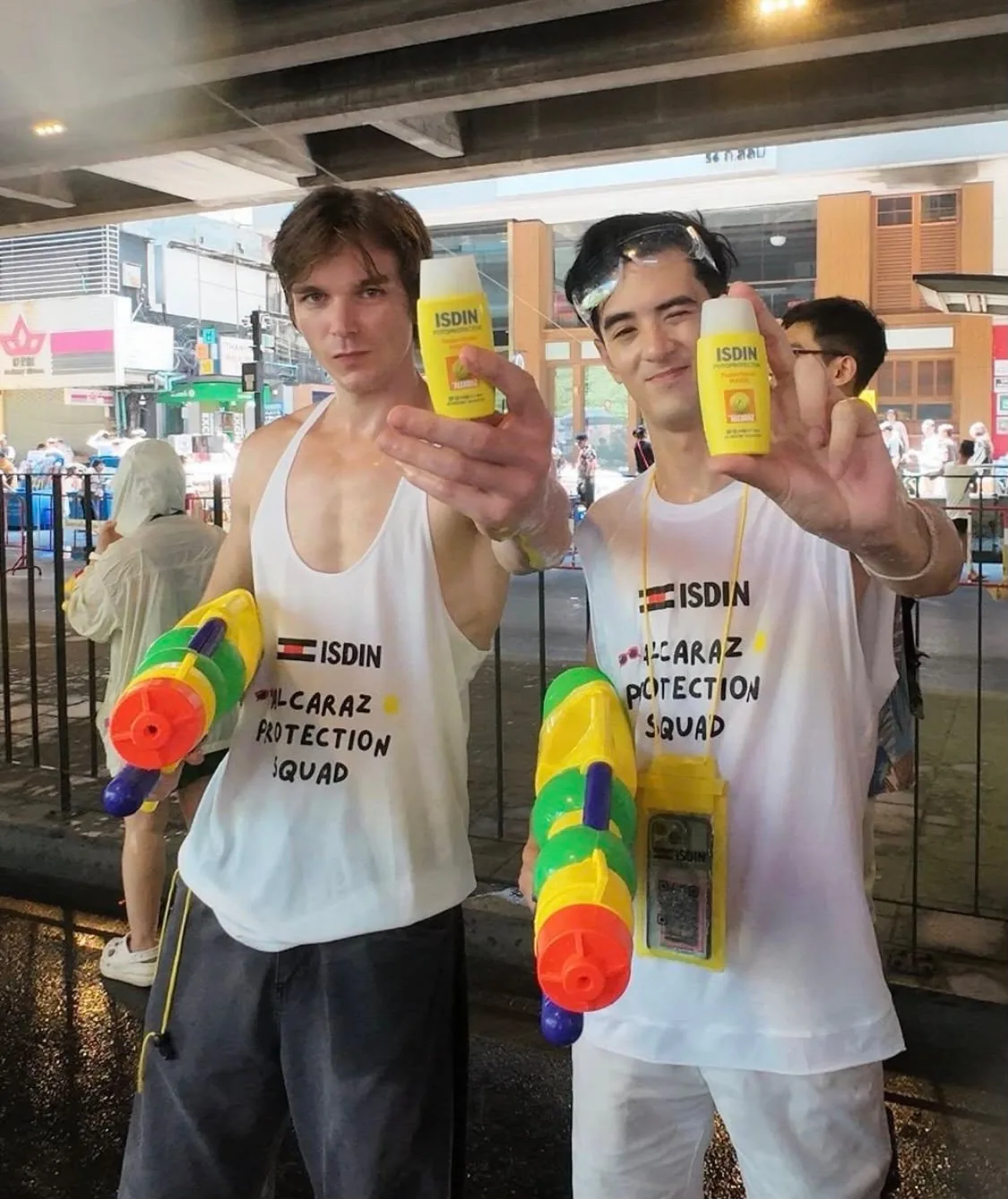 EventLingua staff running the ISDIN x Alcaraz brand activation during Songkran in Bangkok